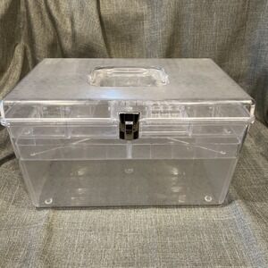 Vtg  Wilson Wil-Hold Clear Plastic Sewing Case with 2 Insert/Trays- Made in USA